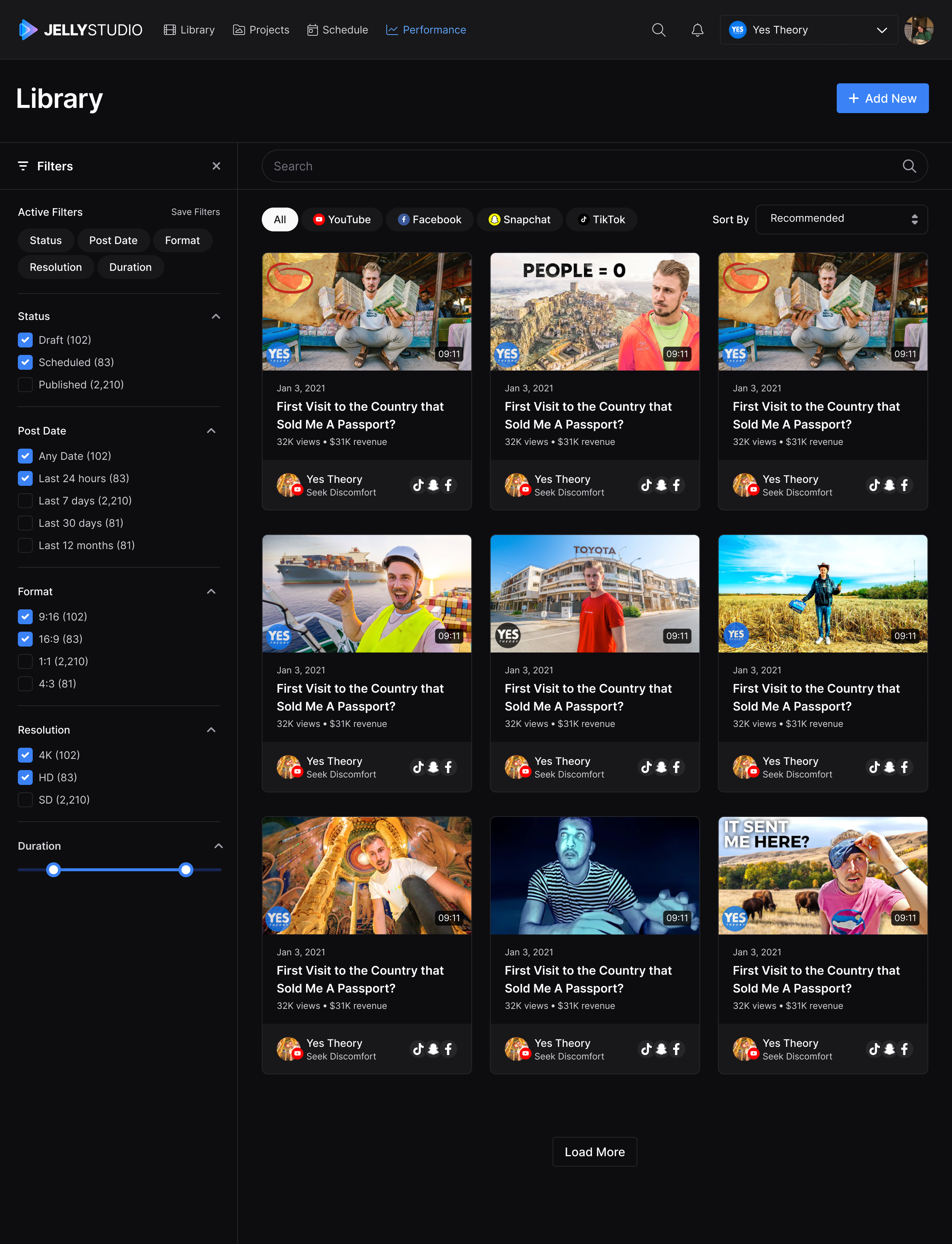 JellyStudio onboarding — filtered view