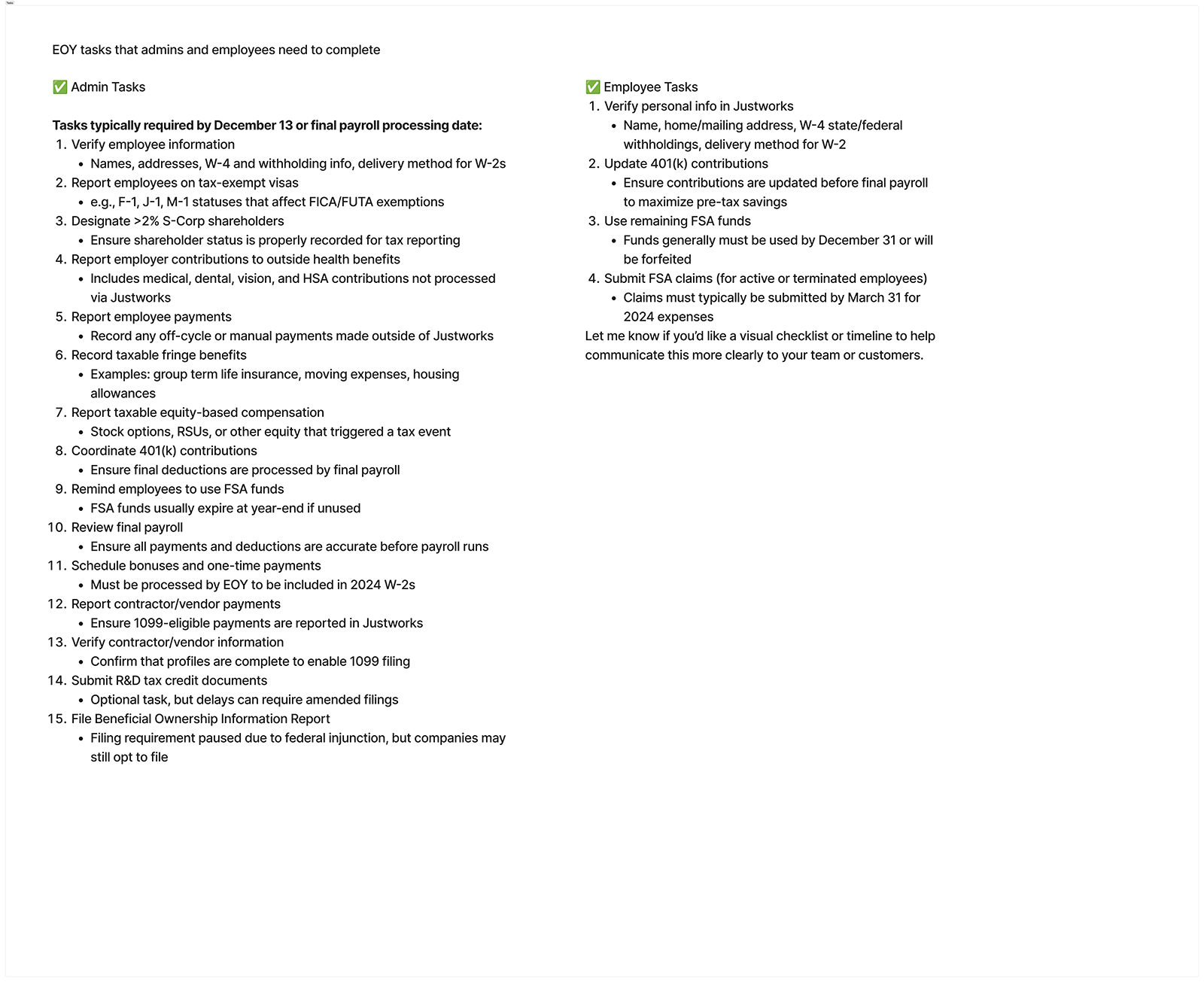 EOY tasks to complete — proactive task surfacing