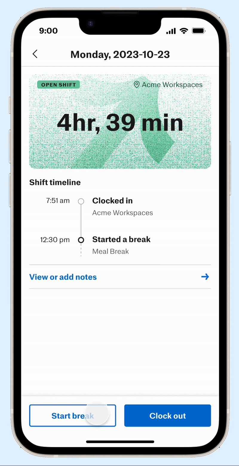 After — Shift state view with clear visual hierarchy